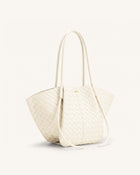 Nala Woven Texture Wide Tote Bag - Off-White