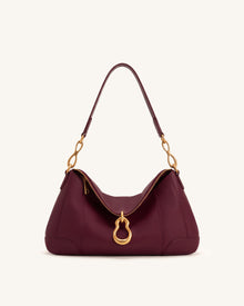Jayla Metal Pendant Embellished Shoulder Bag - Burgundy