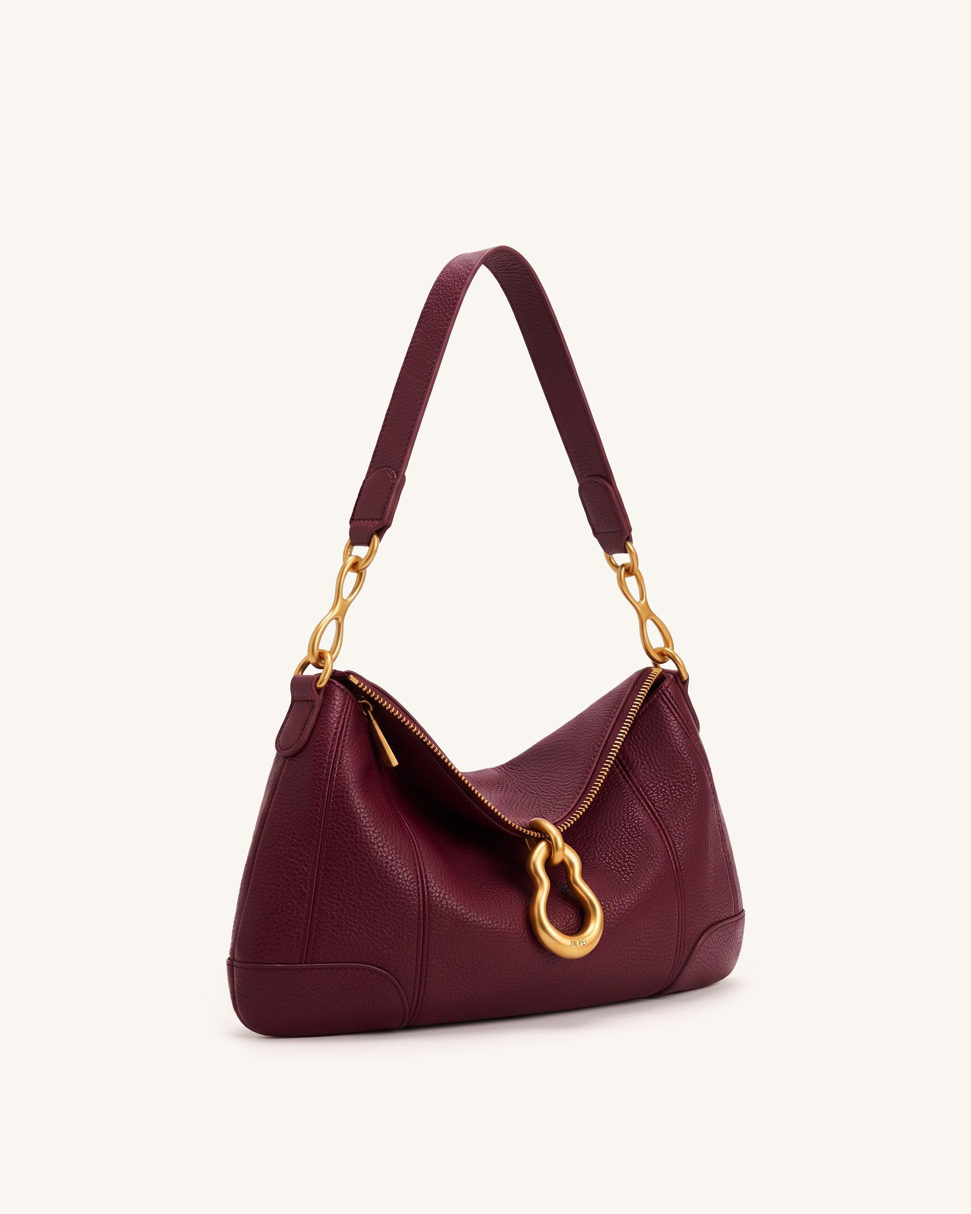 Jayla Metal Pendant Embellished Shoulder Bag - Burgundy