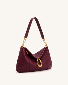 Jayla Metal Pendant Embellished Shoulder Bag - Burgundy