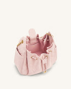 Rowan Faux Suede Quilted Chain Bucket Bag - Pink