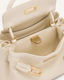 Rhea Small Pebbled Double Buckle Shoulder Bag - White