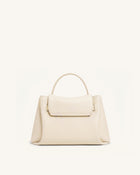 Rhea Small Pebbled Double Buckle Shoulder Bag - White