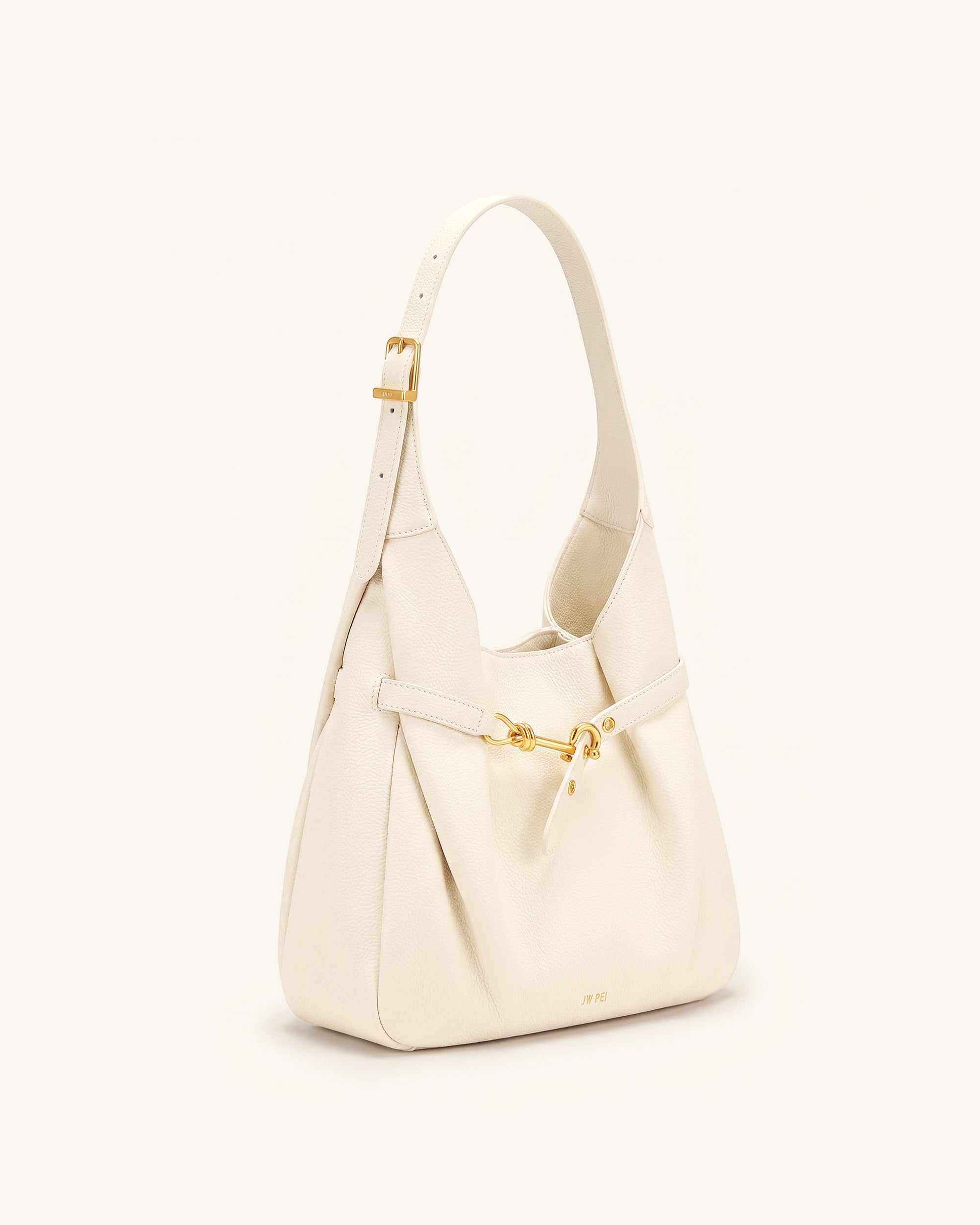 Alina Pebbled Hobo Bag - White
