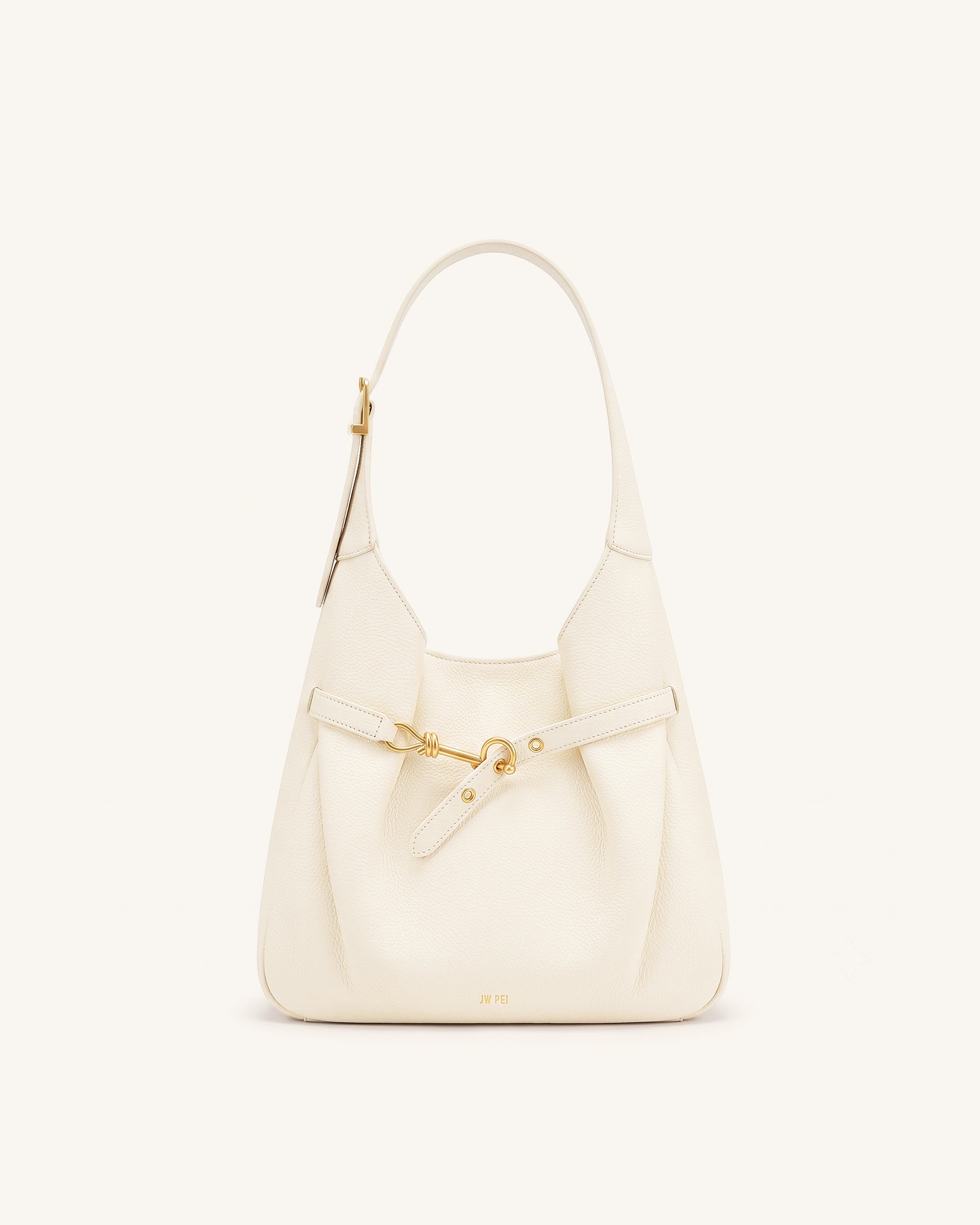 Alina Pebbled Hobo Bag - White