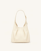 Alina Pebbled Hobo Bag - White