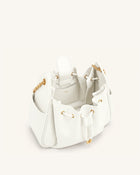 Rowan Ruched Drawstring Chain Bucket Bag - Ivory