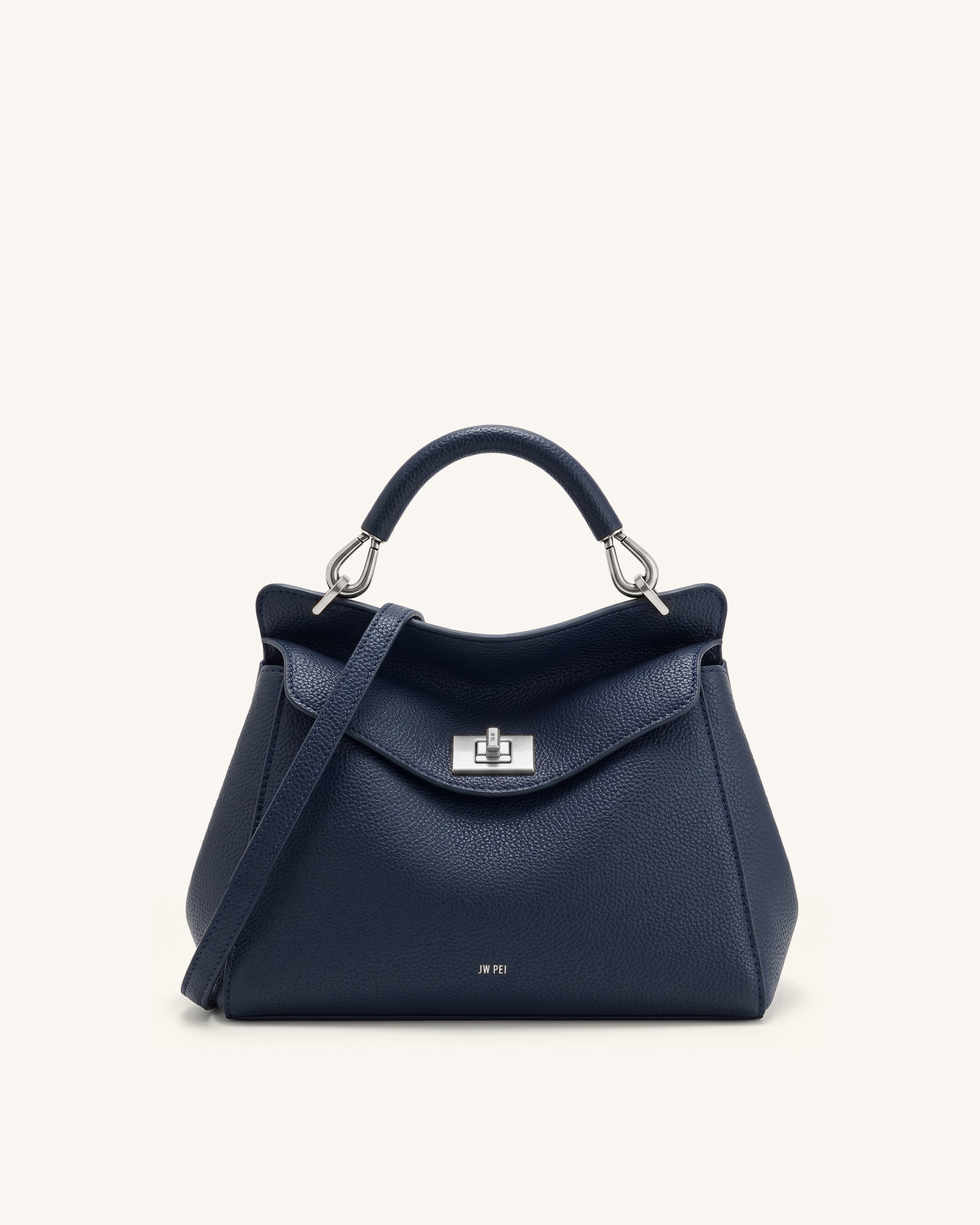 Lucia Classic Top Handle Bag - Navy Blue