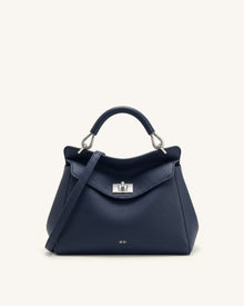 Lucia Classic Top Handle Bag - Navy Blue