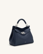 Lucia Classic Top Handle Bag - Navy Blue