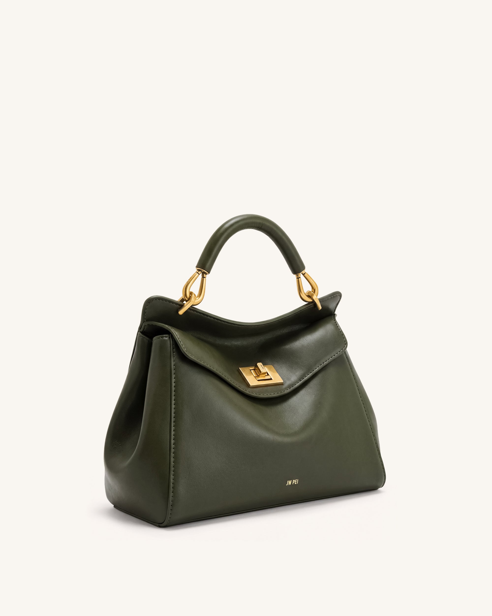 Lucia Classic Top Handle Bag - Dark Olive Green