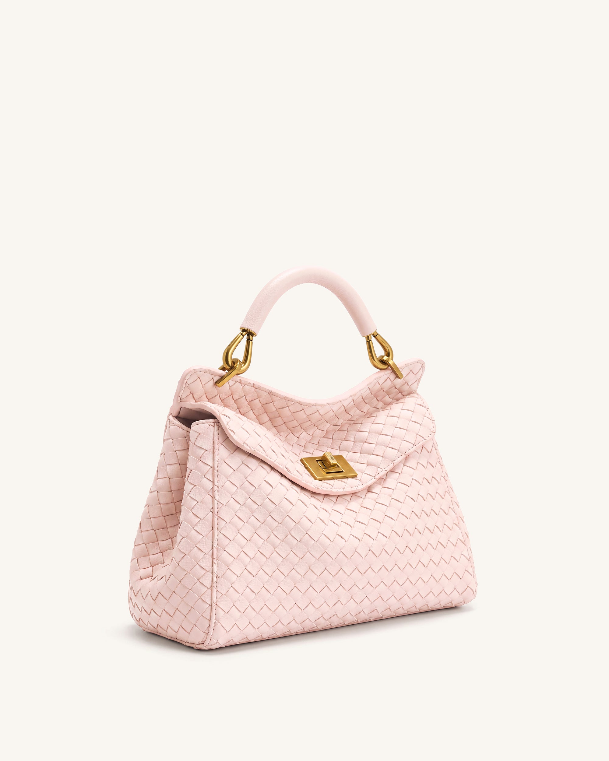 Lucia Classic Woven Top Handle Bag - Pink