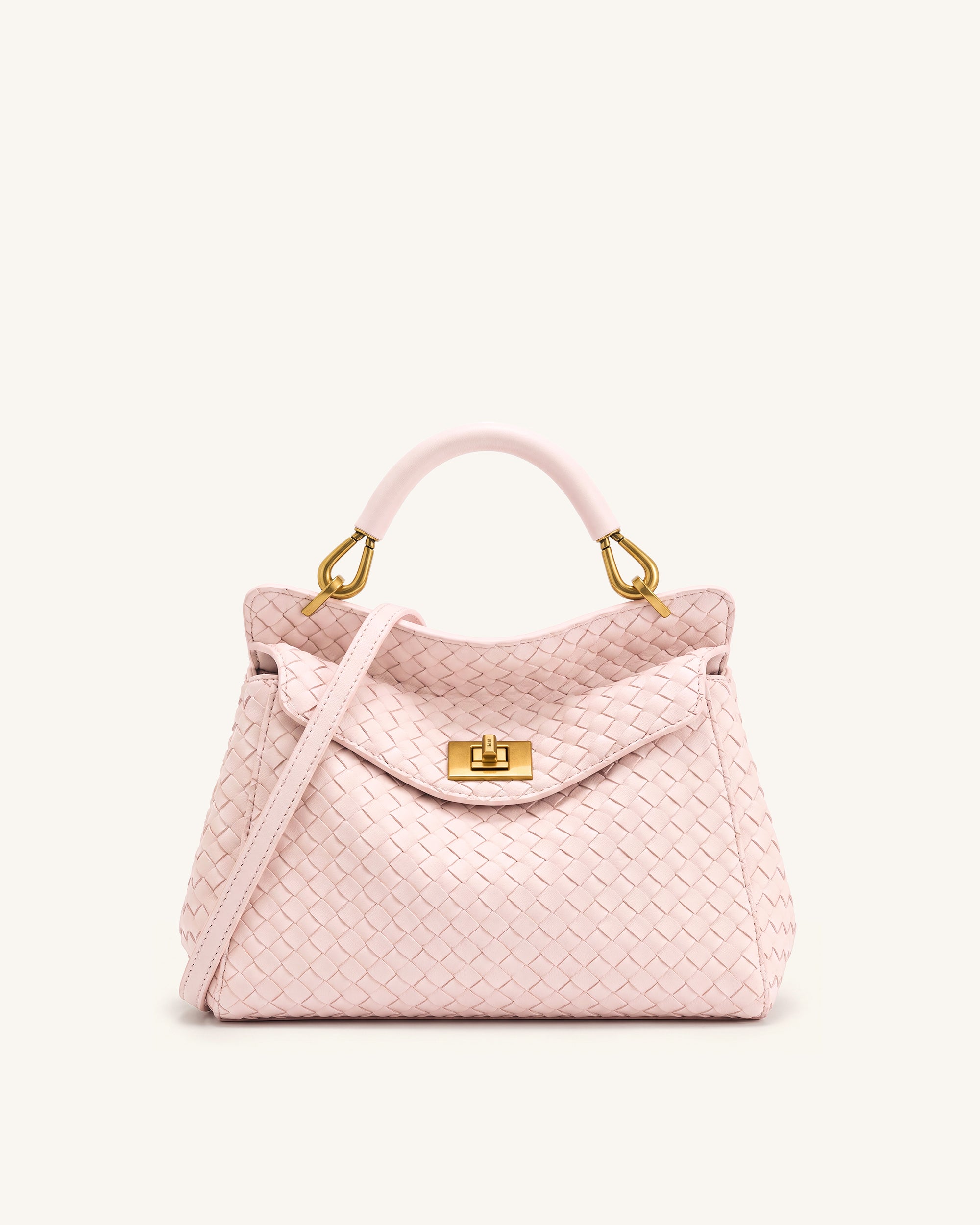 Lucia Classic Woven Top Handle Bag - Pink