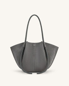 Nala Faux Suede Wide Tote Bag - Dark Gray