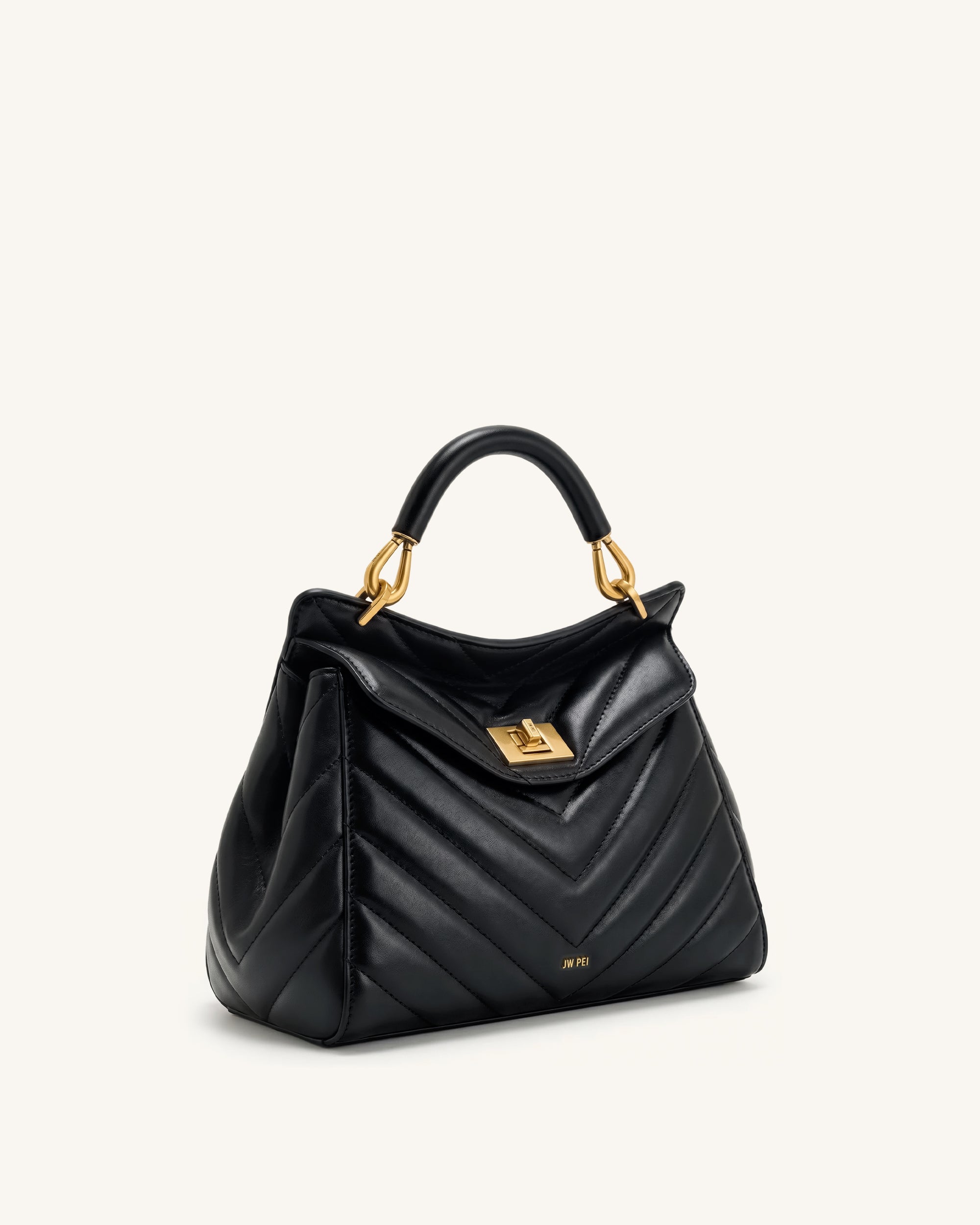 Lucia Classic Top Handle Bag - Jet Black