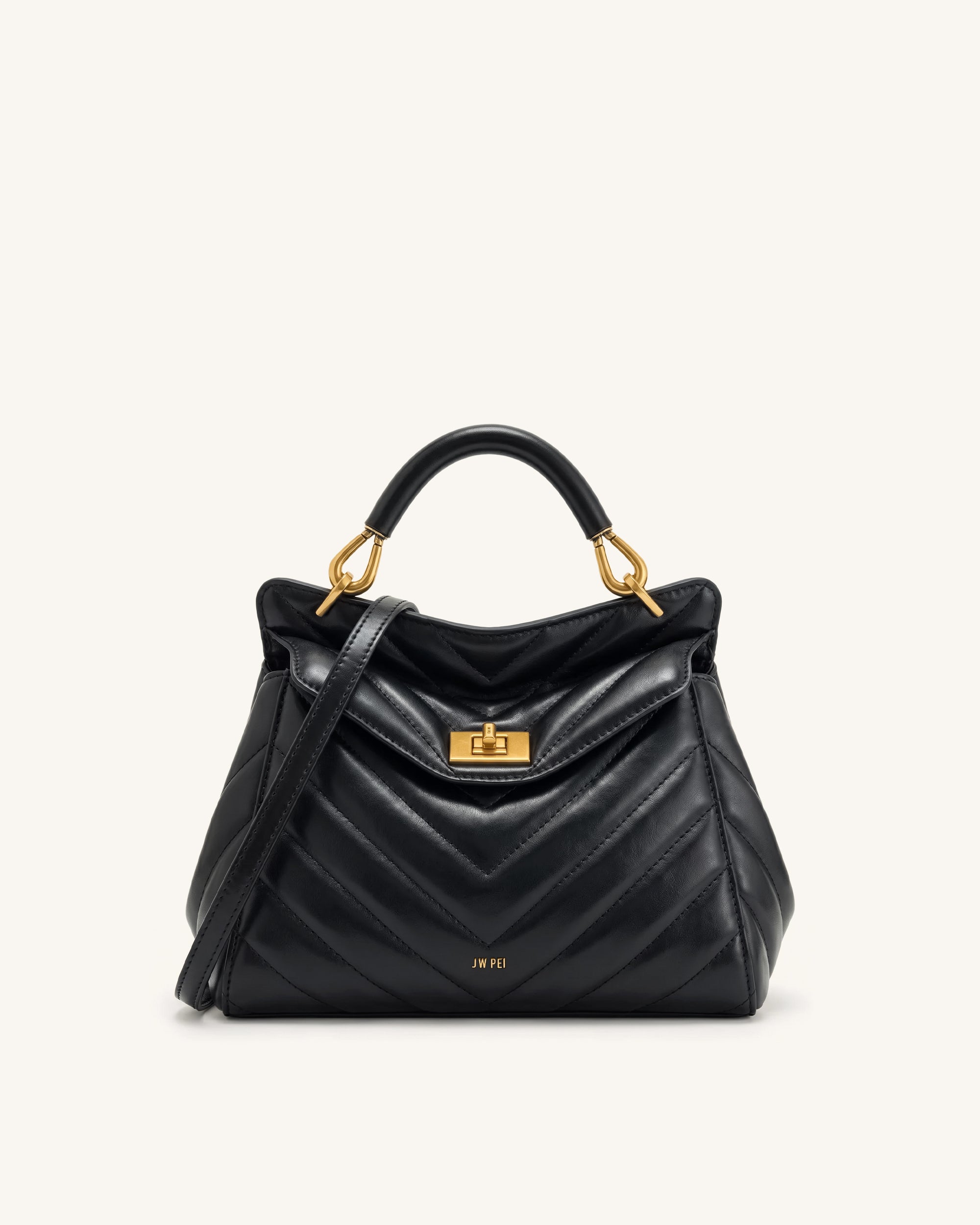 Lucia Classic Top Handle Bag - Jet Black
