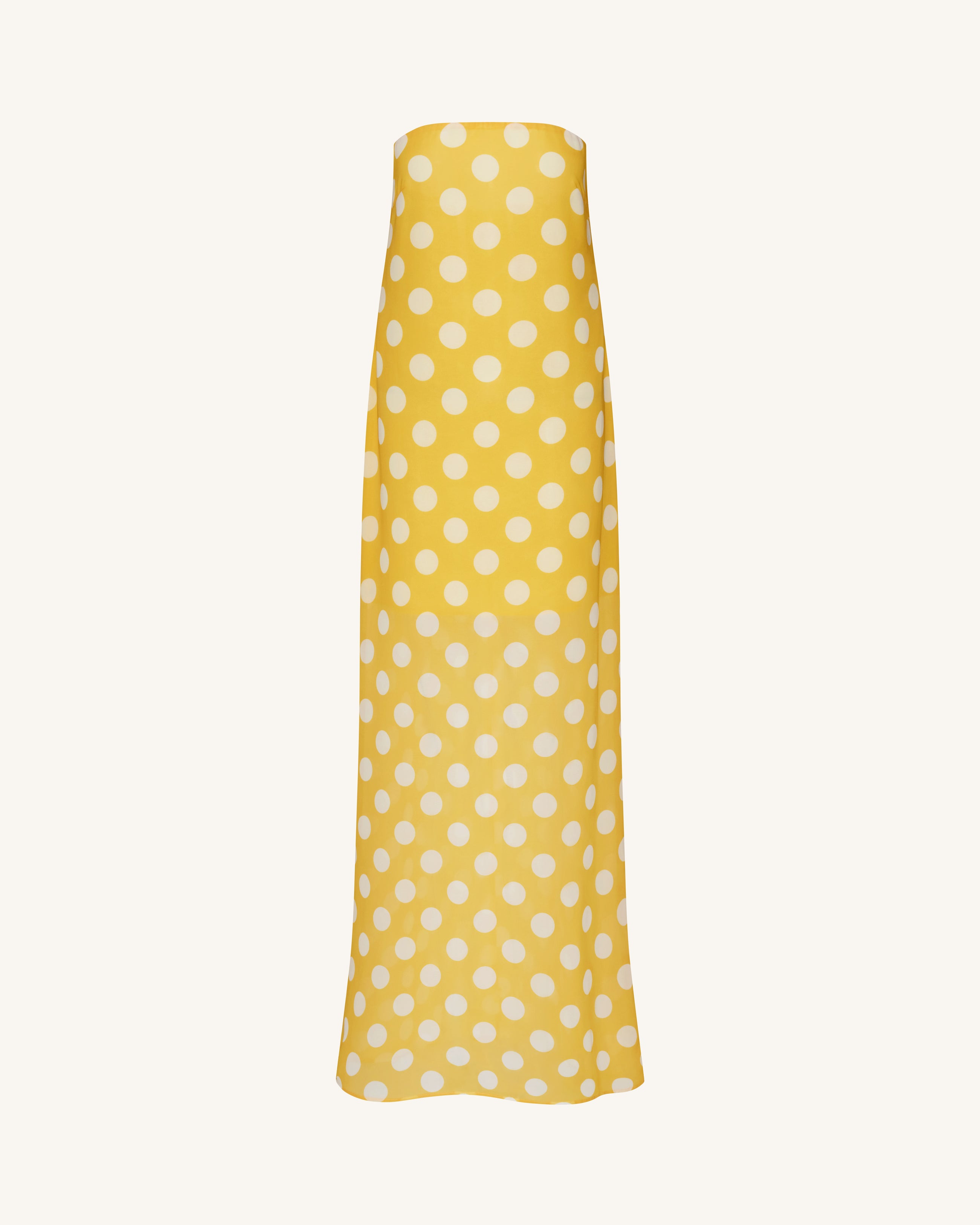 Polka-Dot Strapless Maxi Dress - Yellow