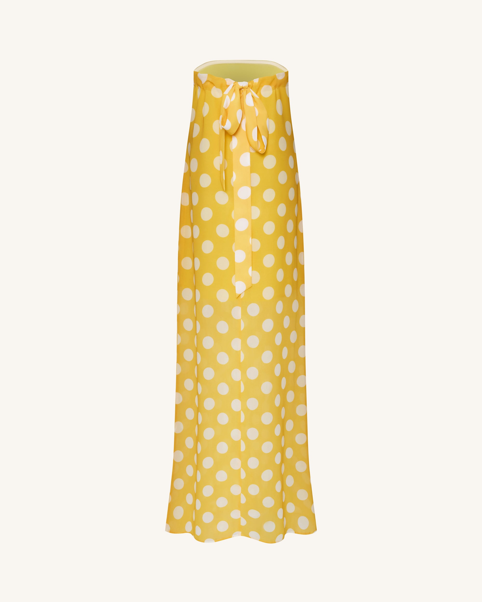 Polka-Dot Strapless Maxi Dress - Yellow
