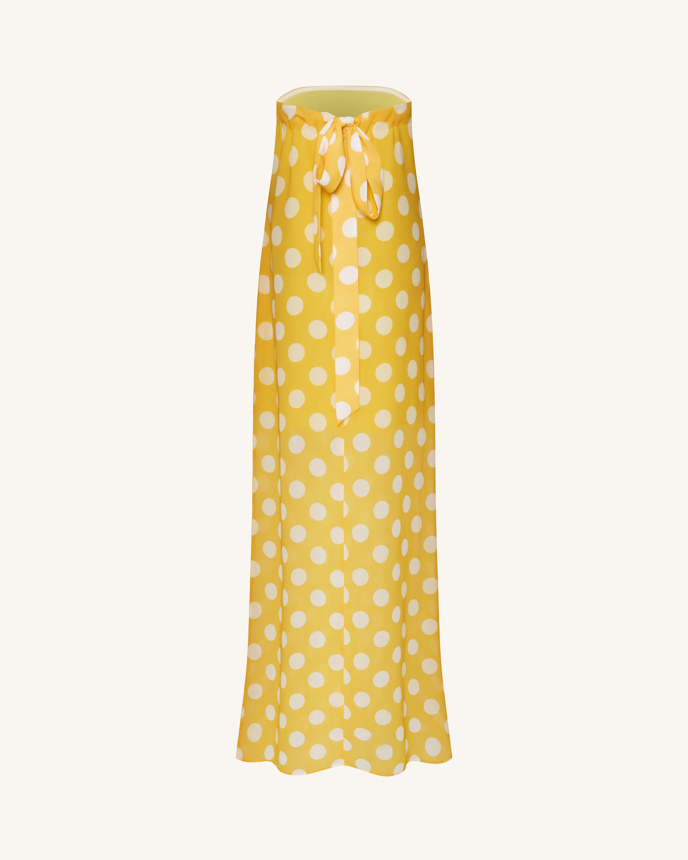Polka-Dot Strapless Maxi Dress - Yellow