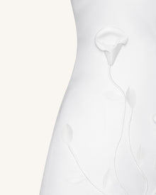 3D Floral Halter Mini Dress - White