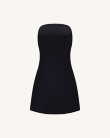 Strapless Floral Appliqué Dress - Black