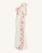 Flower Embroidered One-Shoulder Maxi Dress - Ivory