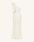 Flower Embroidered One-Shoulder Maxi Dress - Ivory