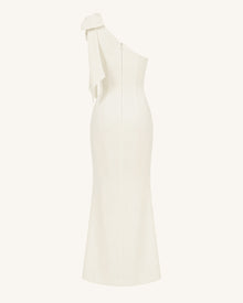 Flower Embroidered One-Shoulder Maxi Dress - Ivory