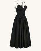 Orchid Embroidered Appliqué Corset Maxi Dress - Black