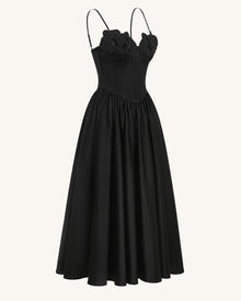 Orchid Embroidered Appliqué Corset Maxi Dress - Black