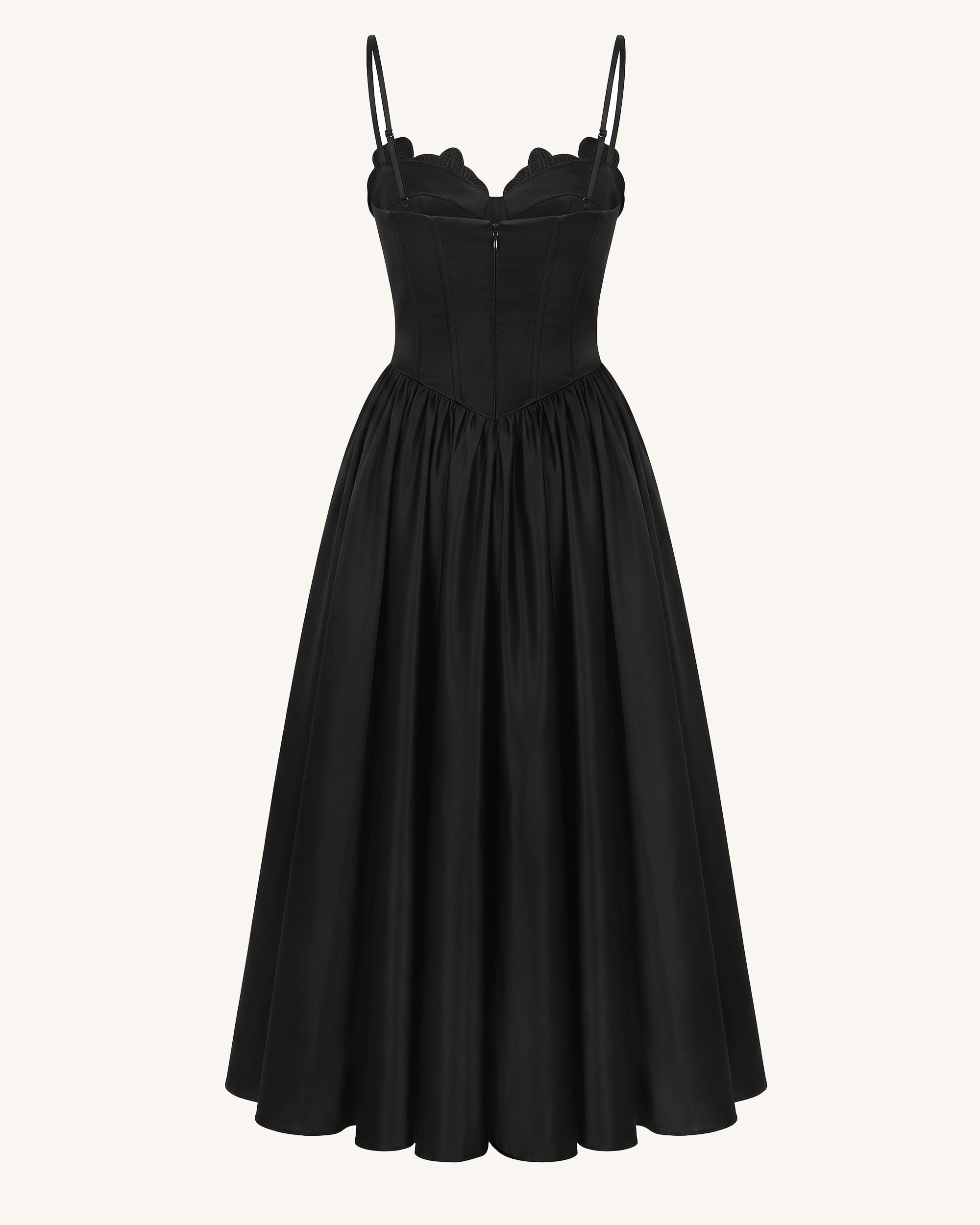Orchid Embroidered Appliqué Corset Maxi Dress - Black