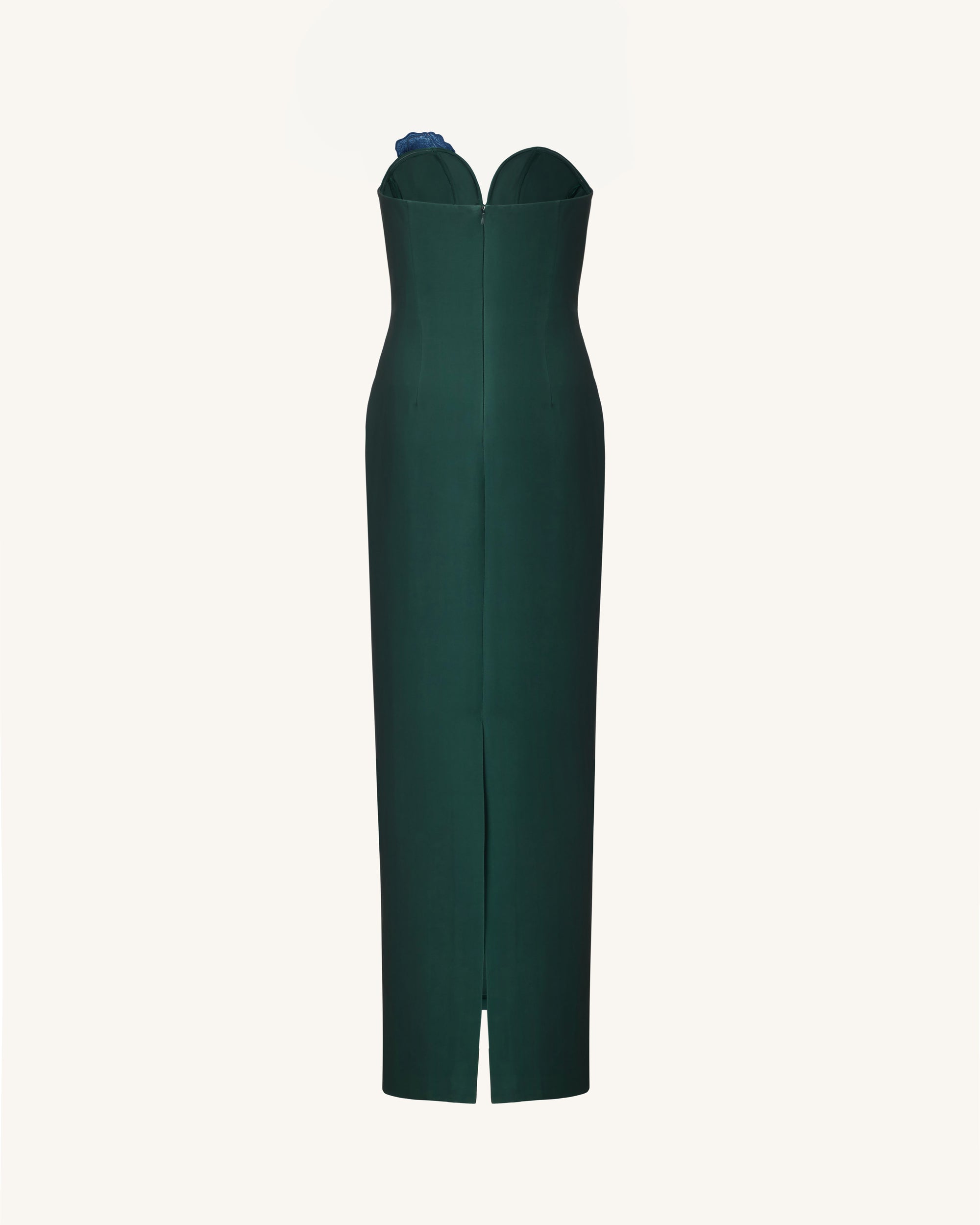 Iris Embroidered Notch Neck Strapless Maxi Dress - Emerald Green