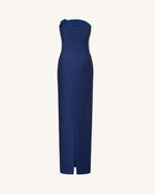 Iris Embroidered Strapless Maxi Dress - Navy Blue