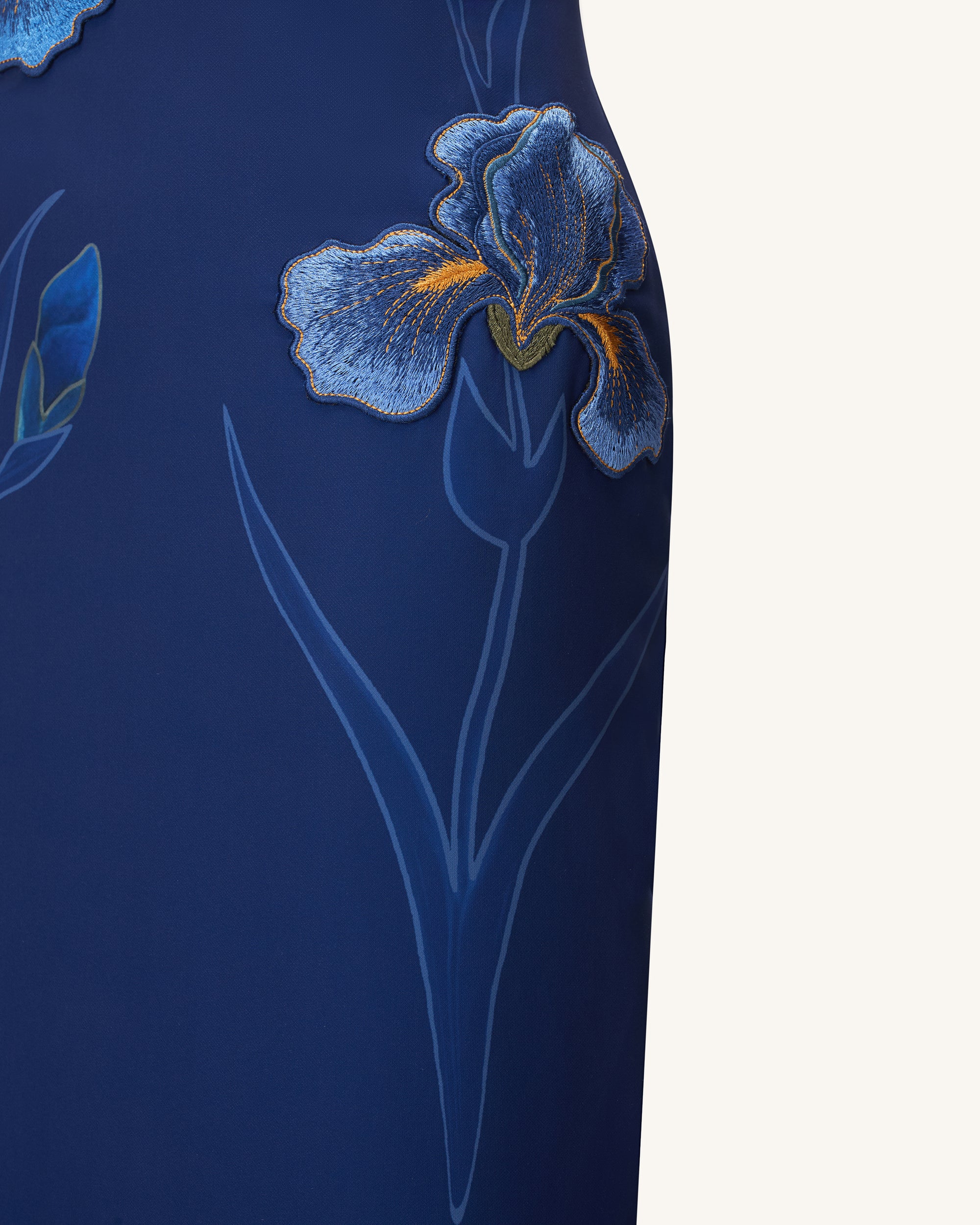 Iris Embroidered Strapless Maxi Dress - Navy Blue
