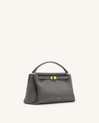Carmen Faux Suede Top Handle Bag - Dark Gray