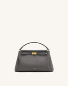 Carmen Faux Suede Top Handle Bag - Dark Gray
