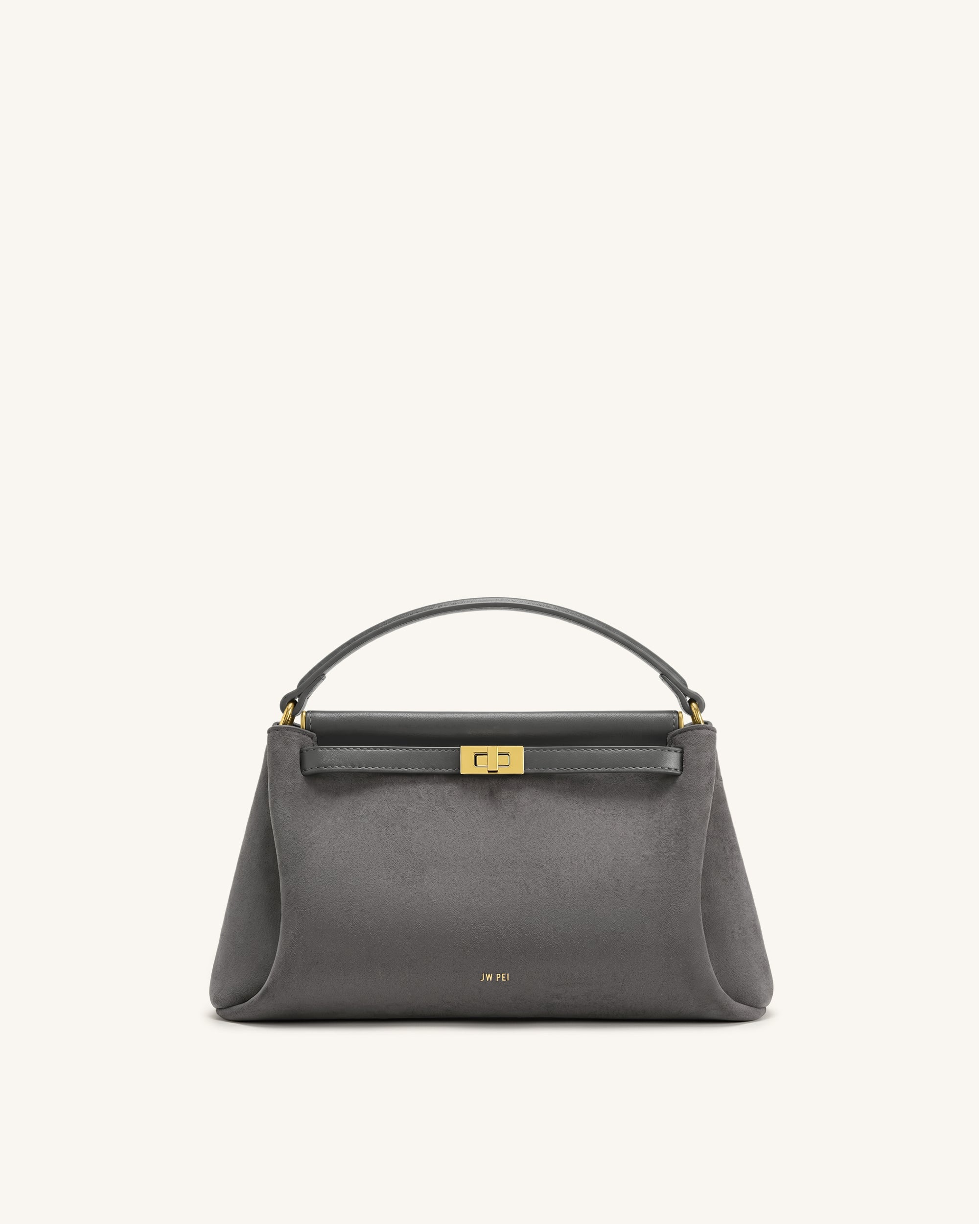 Carmen Faux Suede Top Handle Bag - Dark Gray