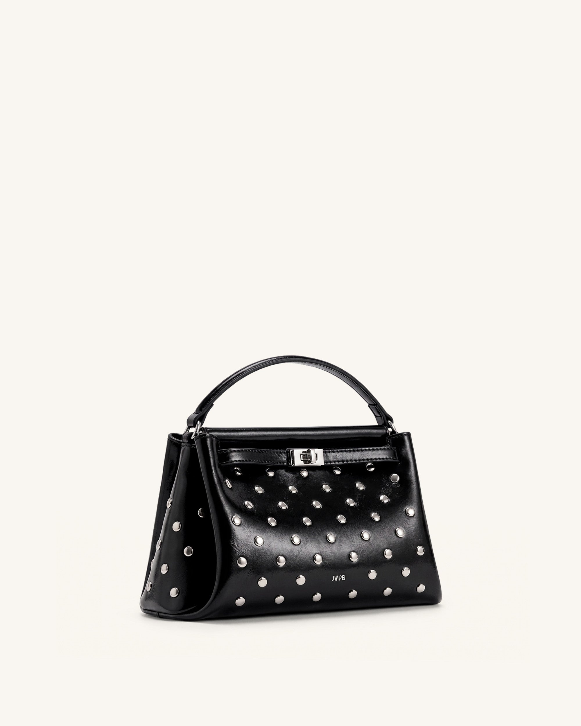 Carmen Studded Top Handle Bag - Ink Black