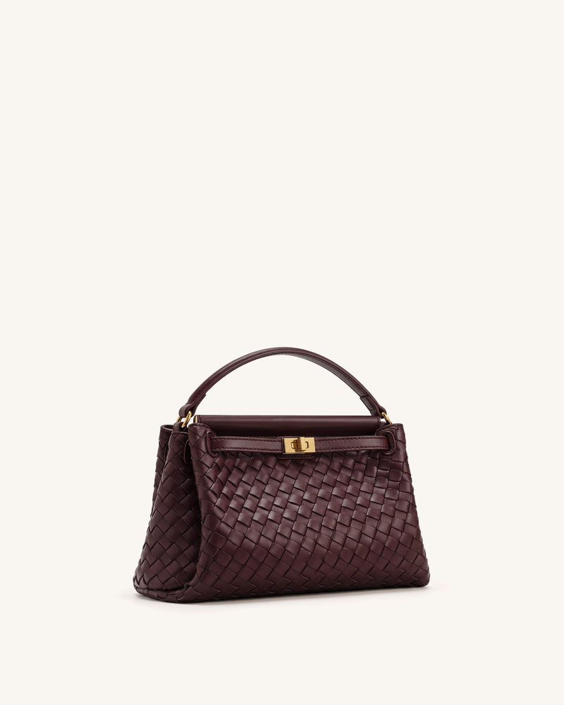 Carmen Woven Top Handle Bag - Vintage Red