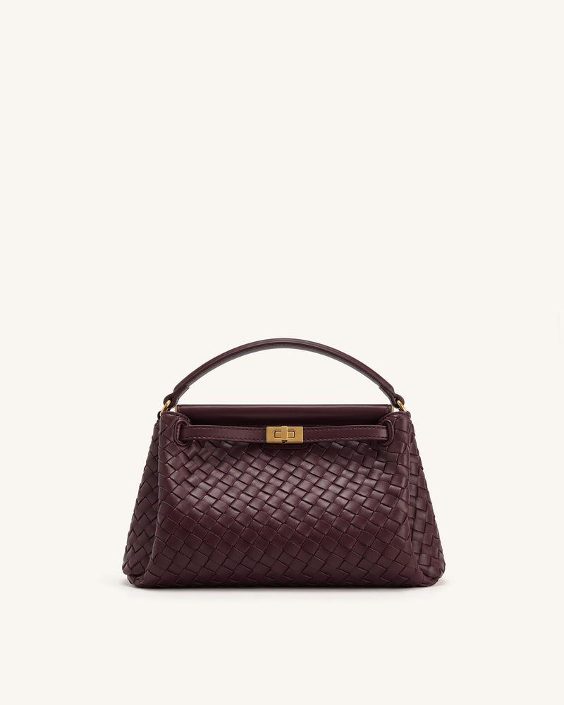 Carmen Woven Top Handle Bag - Vintage Red