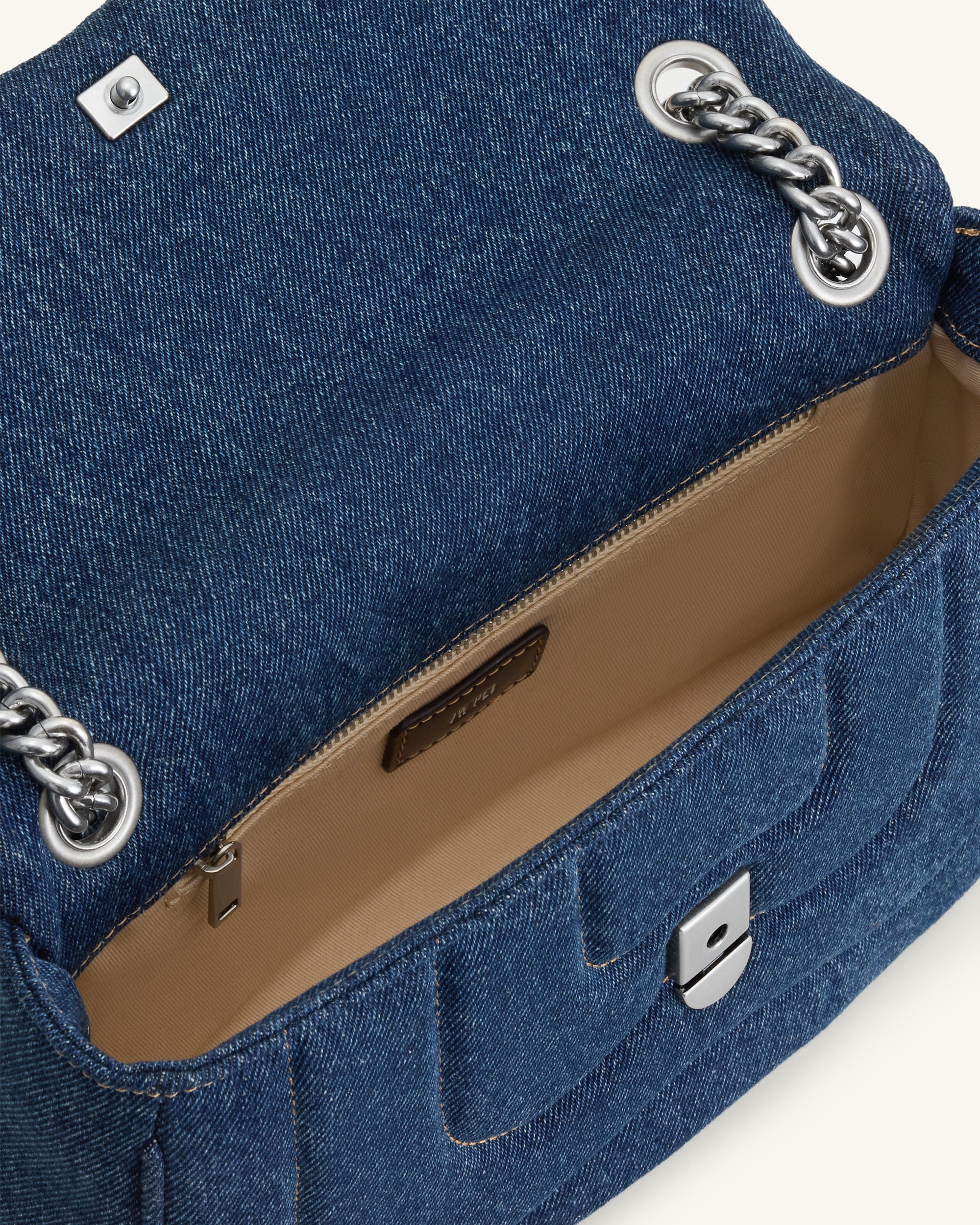 Tina Quilted Chain Crossbody - Blue Denim