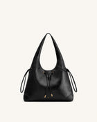 Celandra Drawstring Hobo Bag - Black