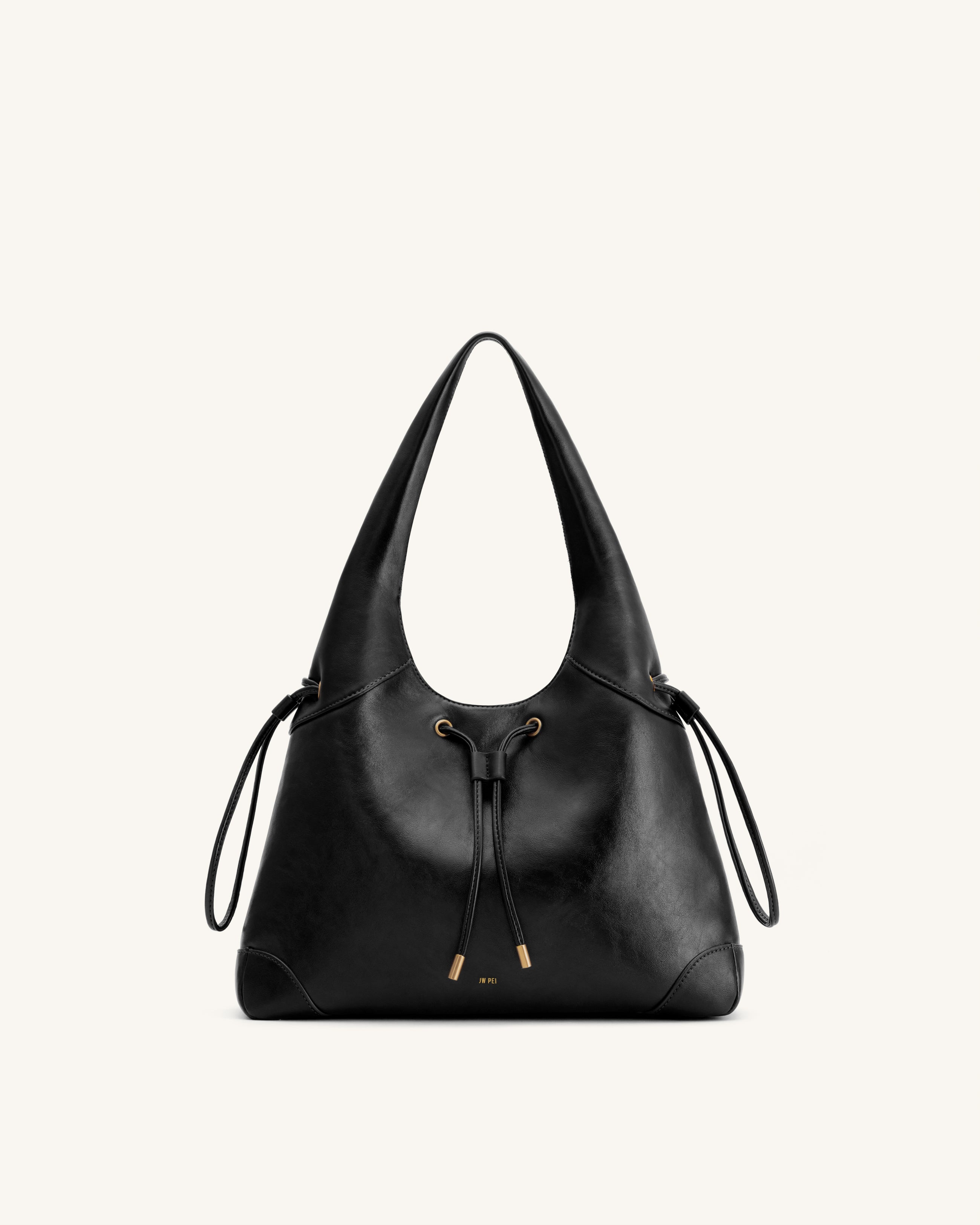 Celandra Drawstring Hobo Bag - Black