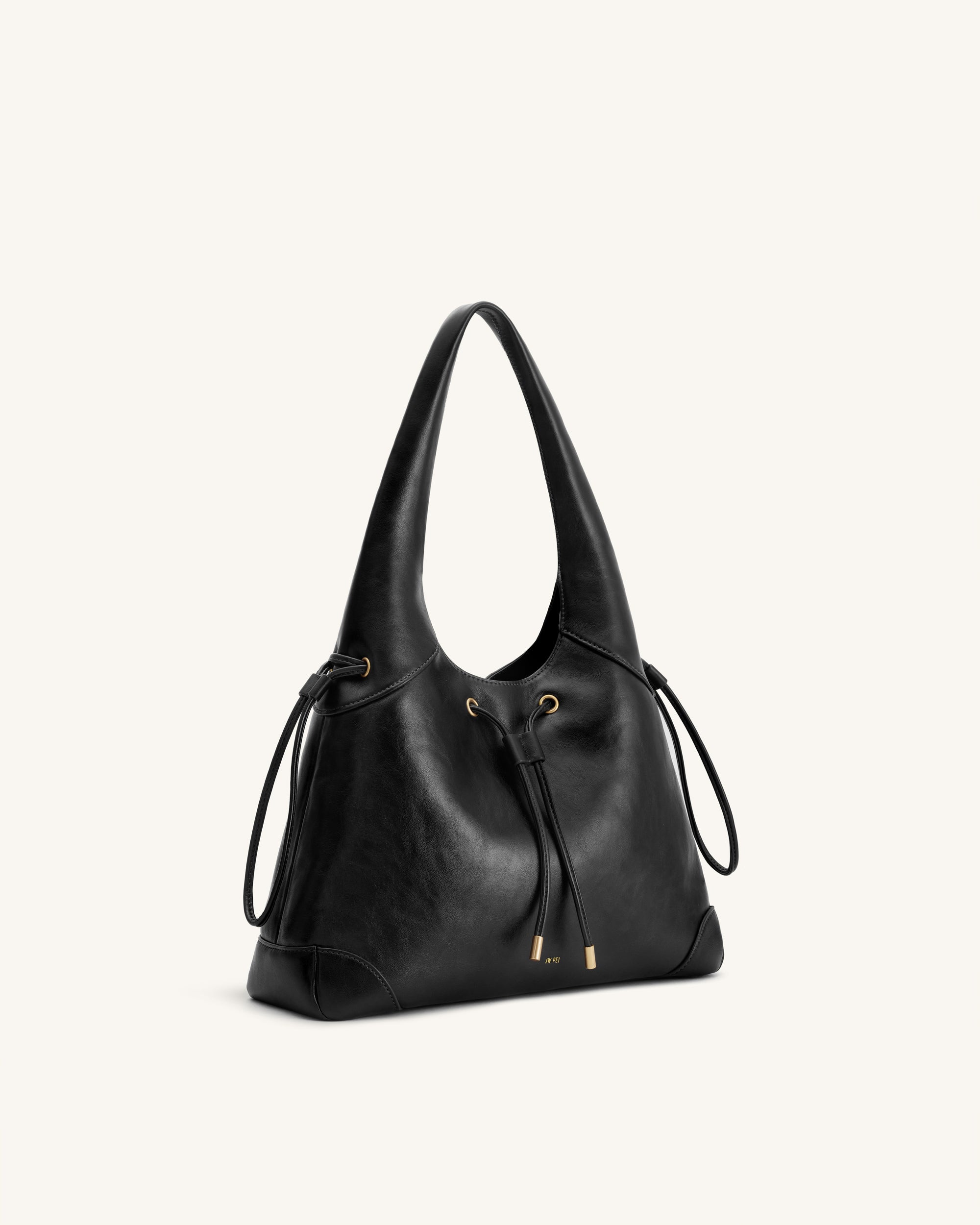 Celandra Drawstring Hobo Bag - Black