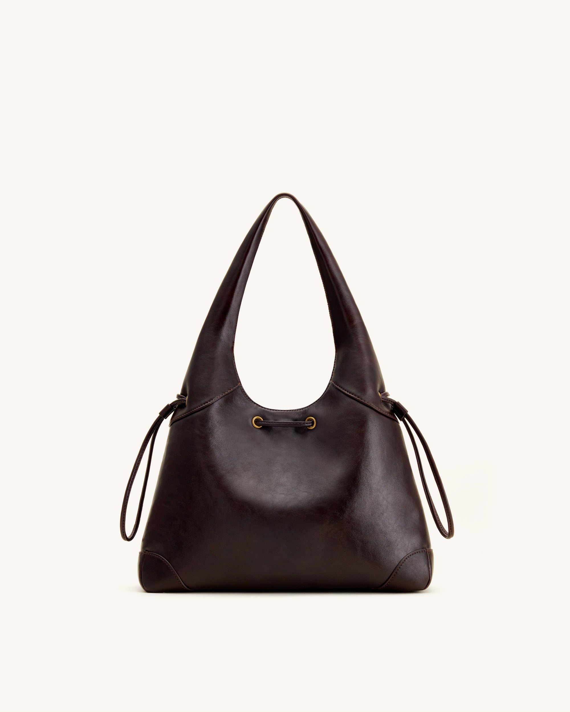 Celandra Drawstring Hobo Bag - Dark Brown