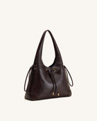 Celandra Drawstring Hobo Bag - Dark Brown