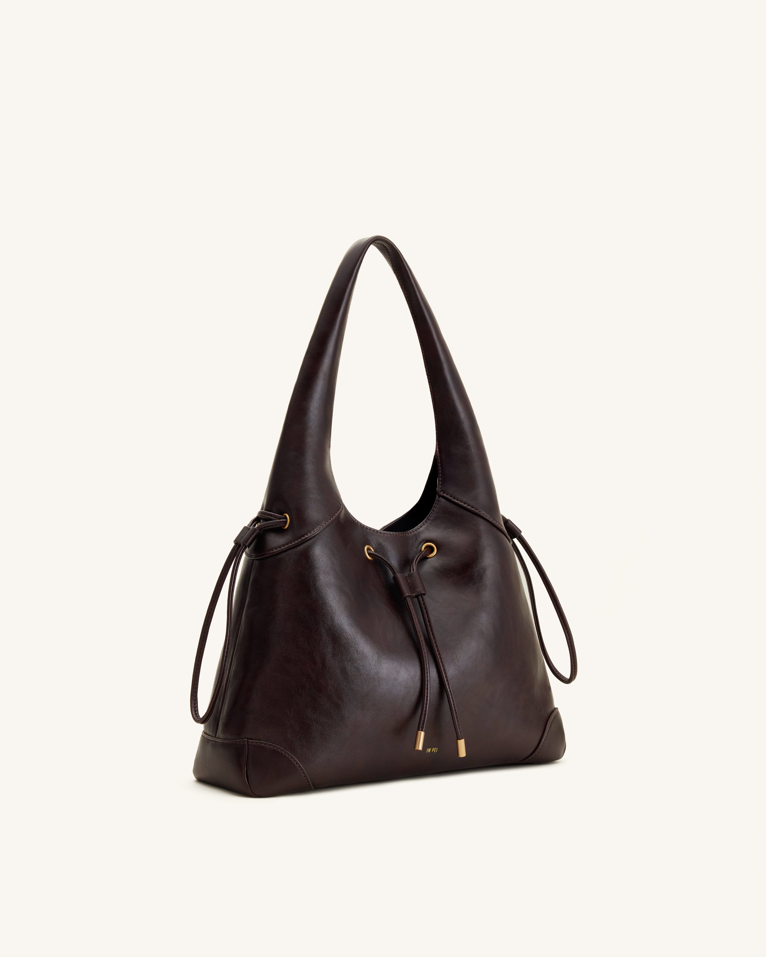 Celandra Drawstring Hobo Bag - Dark Brown