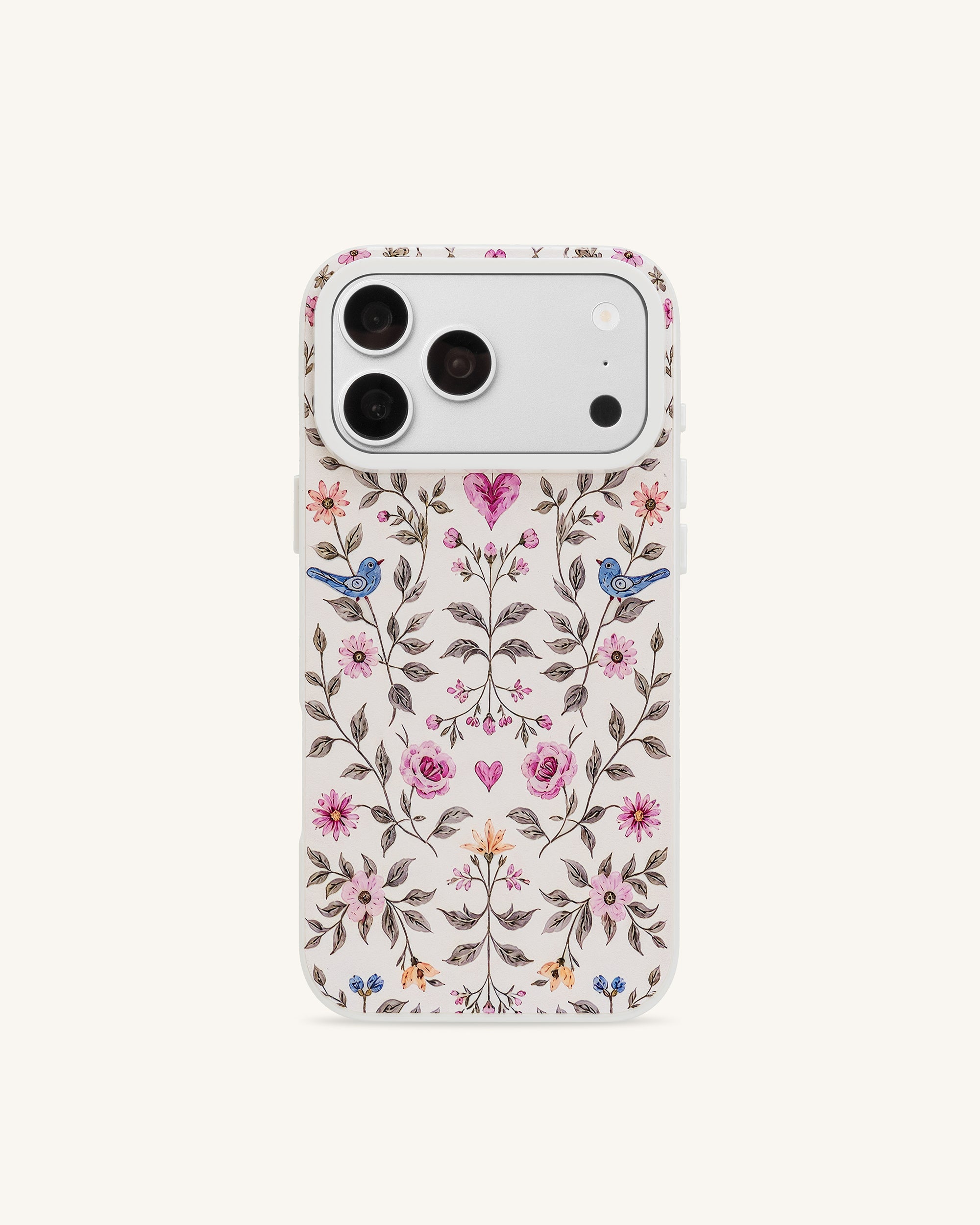 Vintage Romance Floral Bird Phone Case - White
