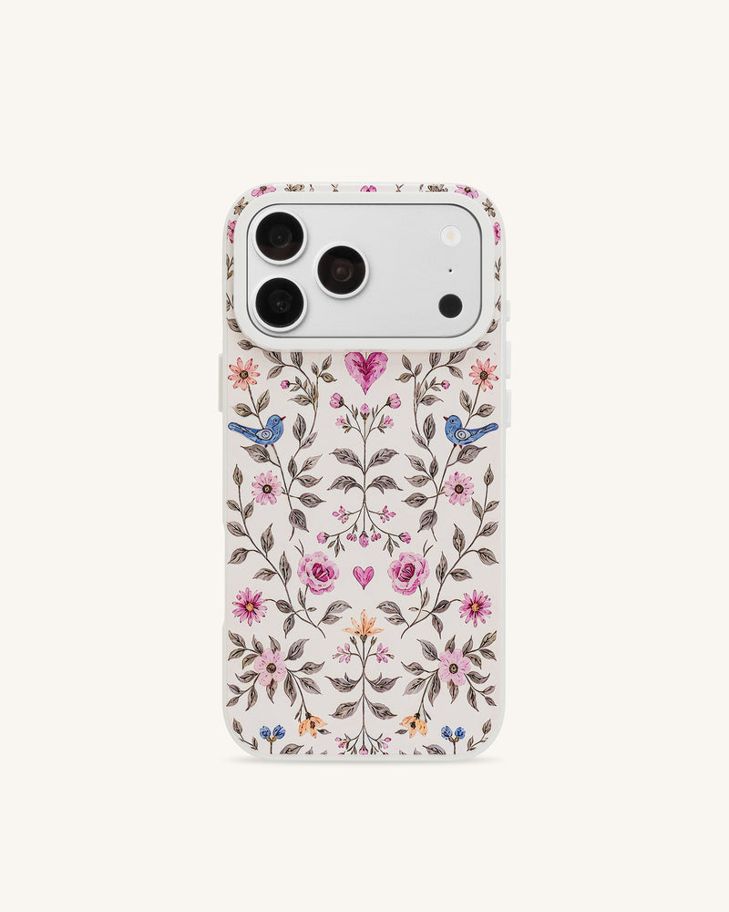Vintage Romance Floral Bird Phone Case - White