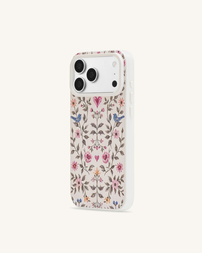 Vintage Romance Floral Bird Phone Case - White